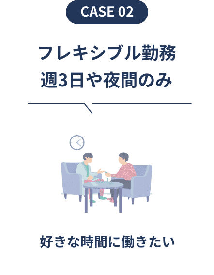 フレキシブル勤務 週3日や夜間のみ　好きな時間に働きたい